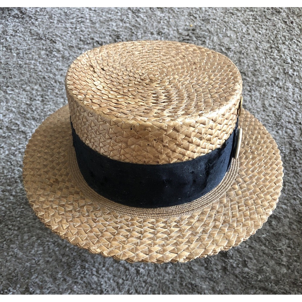 Vintage Knox Premier Fifth Ave NY Straw Hat  Ribbon Band Size 7 1/8 USA